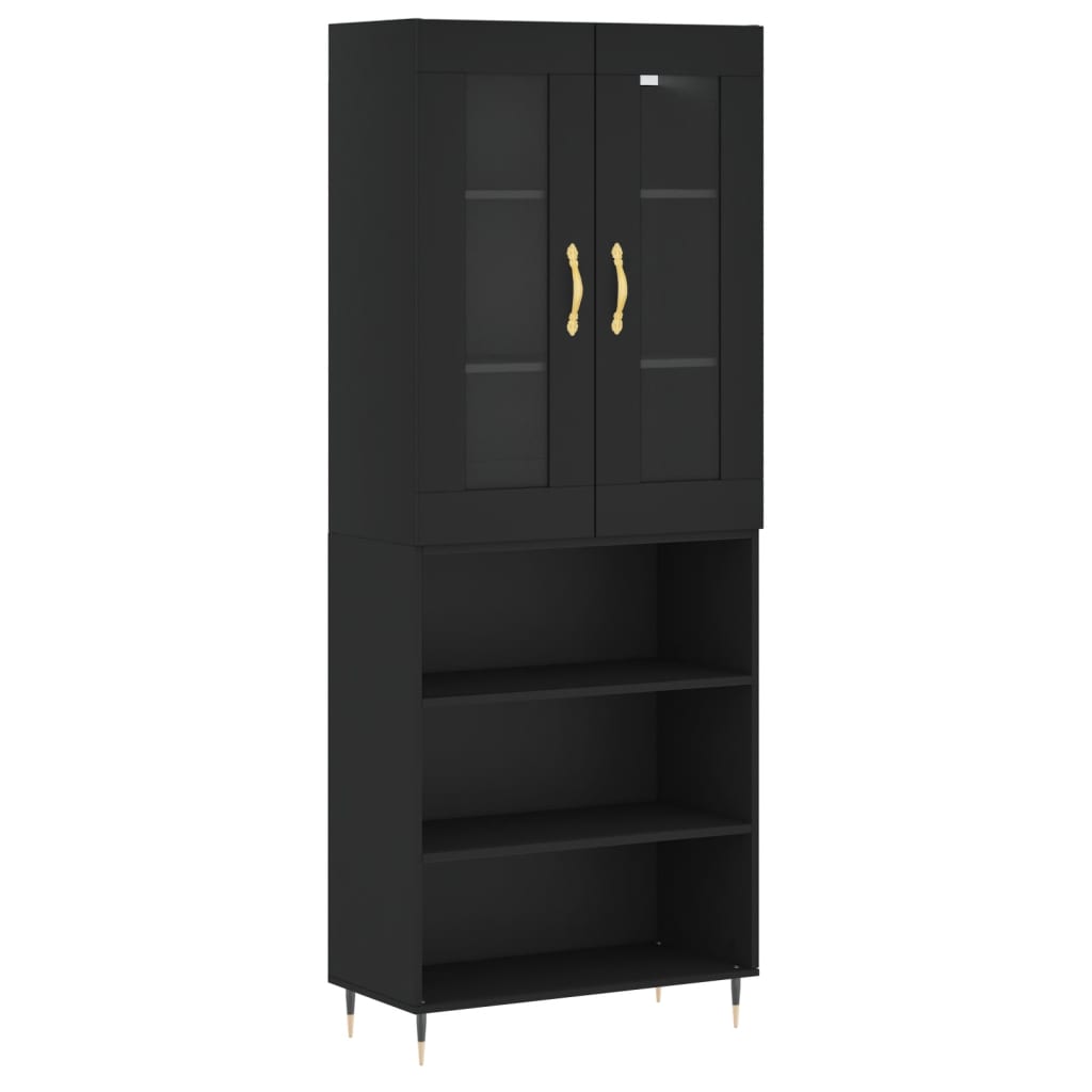 Buffet haut Noir 69,5x34x180 cm Bois d'ingénierie - XIOS