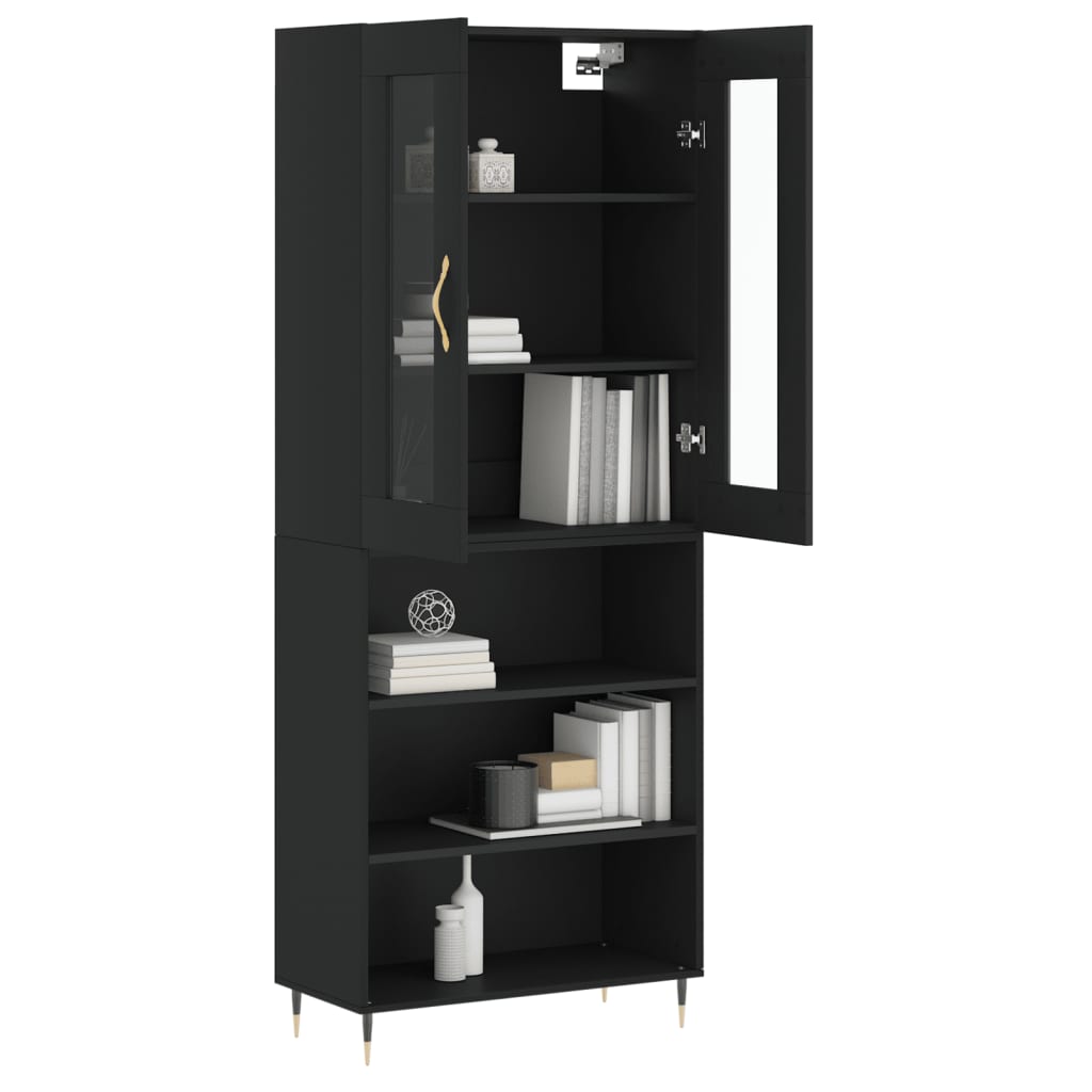 Buffet haut Noir 69,5x34x180 cm Bois d'ingénierie - XIOS