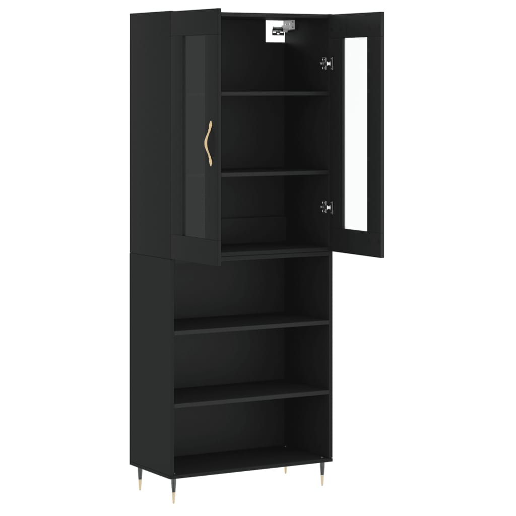 Buffet haut Noir 69,5x34x180 cm Bois d'ingénierie - XIOS