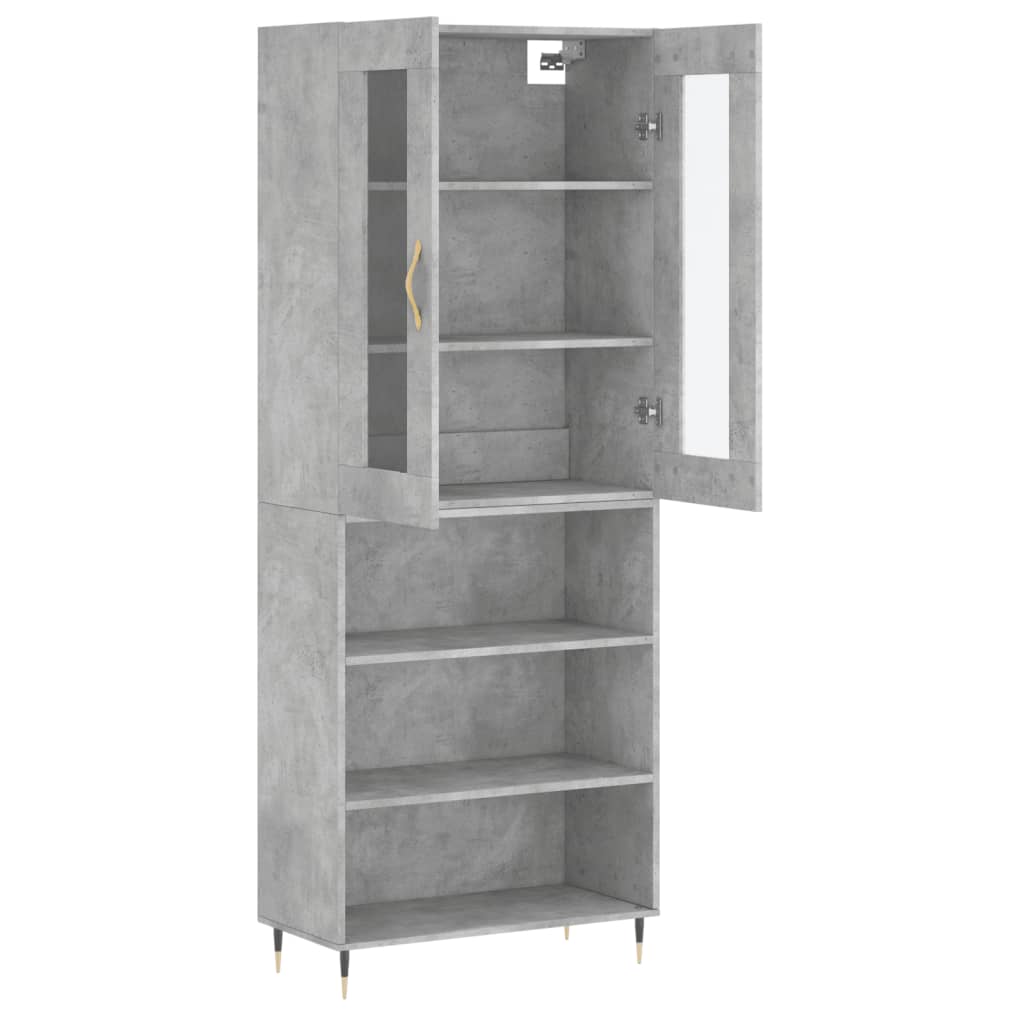 Buffet haut Gris béton 69,5x34x180 cm Bois d'ingénierie - XIOS