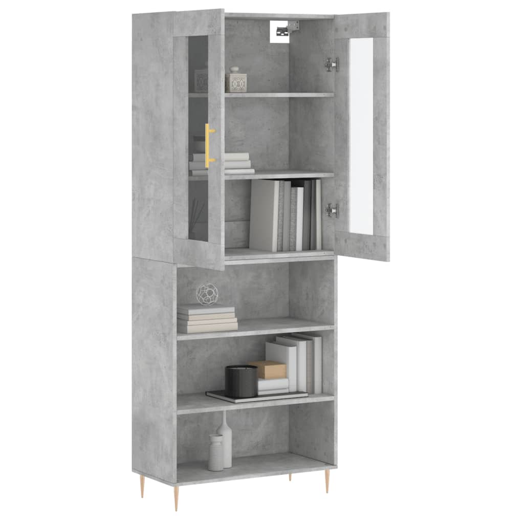 Buffet haut Gris béton 69,5x34x180 cm Bois d'ingénierie - XIOS