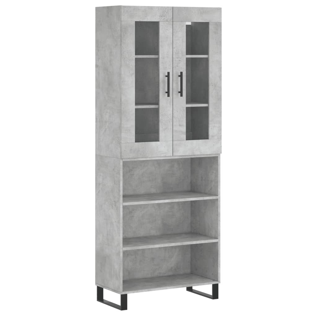 Buffet haut Gris béton 69,5x34x180 cm Bois d'ingénierie - XIOS