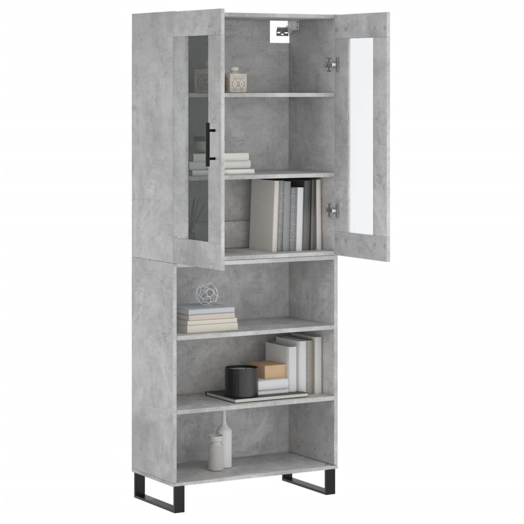 Buffet haut Gris béton 69,5x34x180 cm Bois d'ingénierie - XIOS