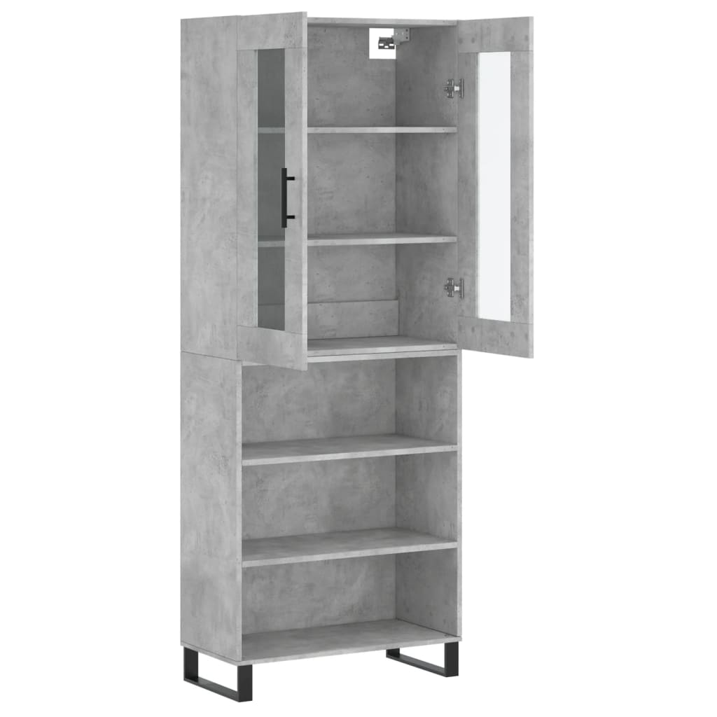 Buffet haut Gris béton 69,5x34x180 cm Bois d'ingénierie - XIOS