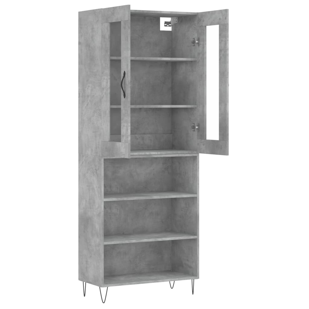 Buffet haut Gris béton 69,5x34x180 cm Bois d'ingénierie - XIOS