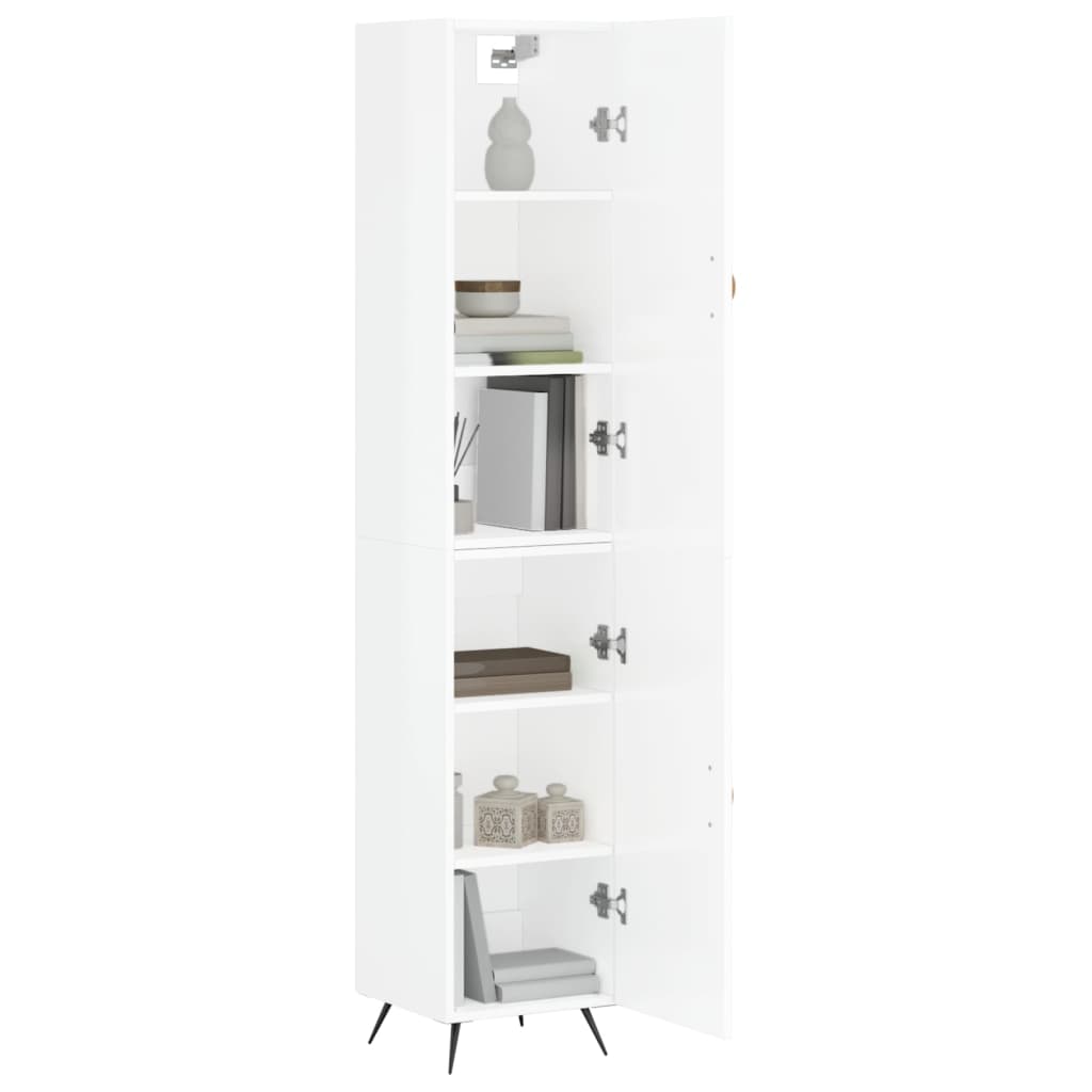 Buffet haut Blanc brillant 34,5x34x180 cm Bois d'ingénierie - XIOS