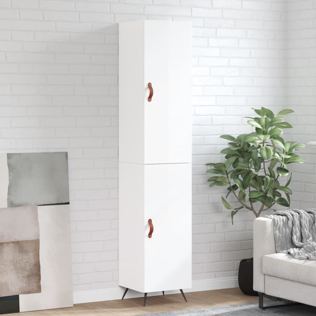 Buffet haut Blanc brillant 34,5x34x180 cm Bois d'ingénierie - XIOS