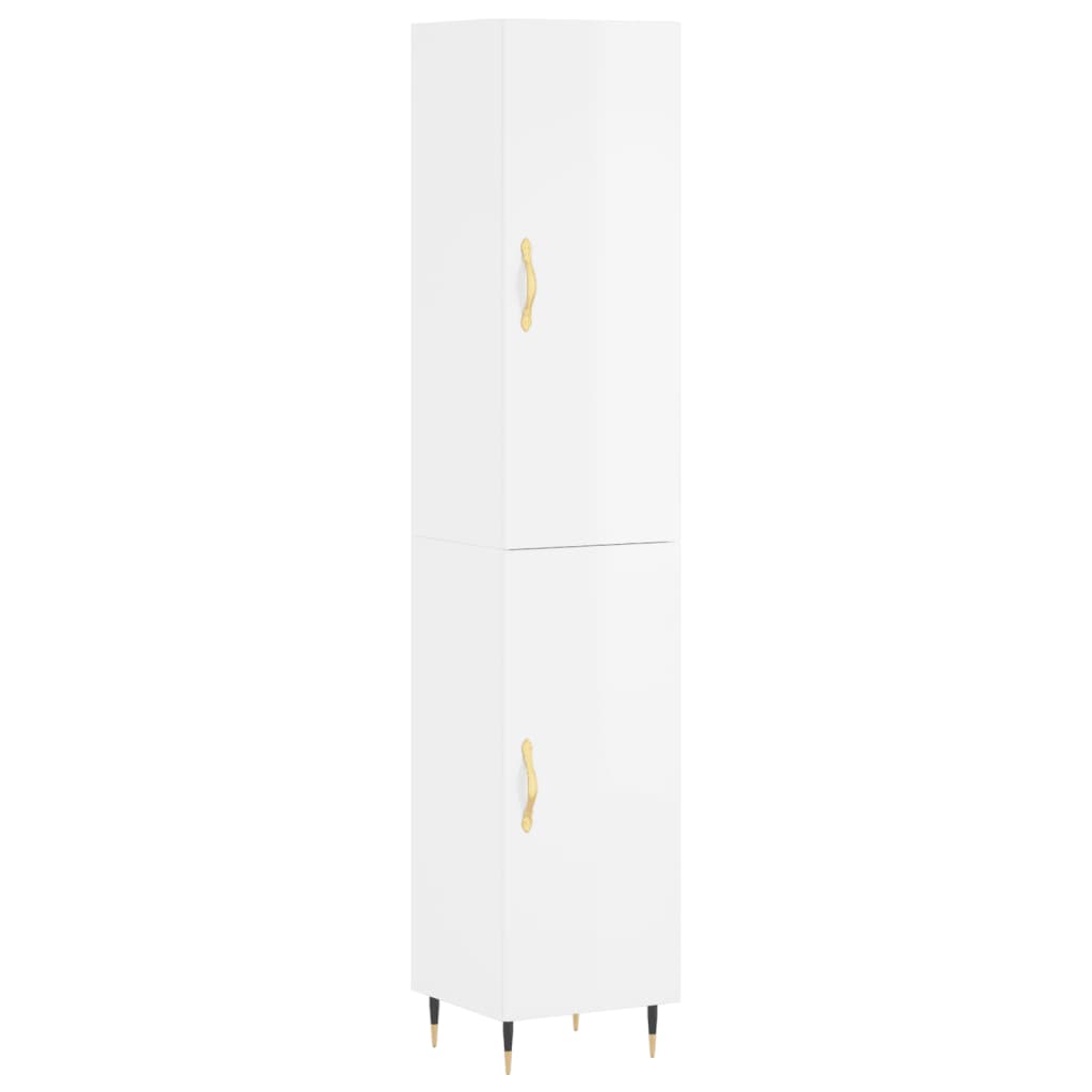 Buffet haut Blanc brillant 34,5x34x180 cm Bois d'ingénierie - XIOS