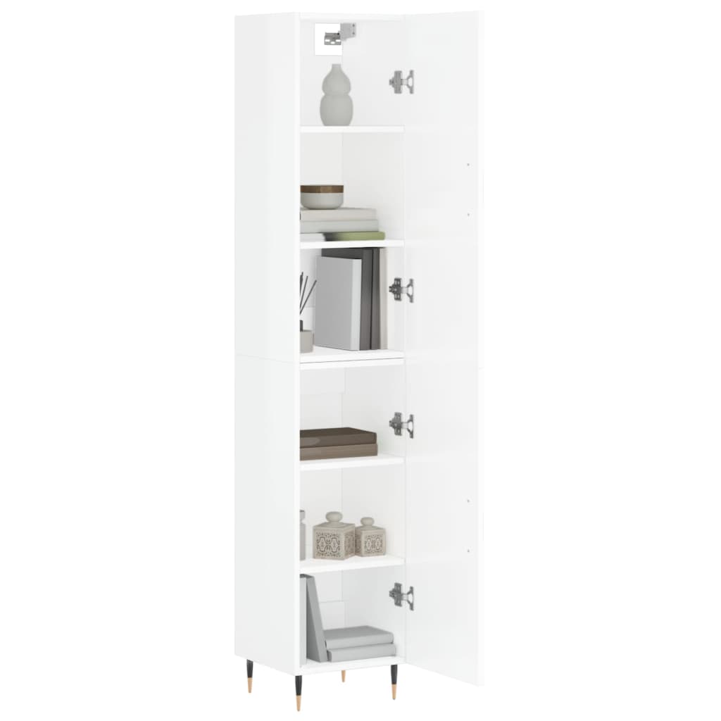 Buffet haut Blanc brillant 34,5x34x180 cm Bois d'ingénierie - XIOS