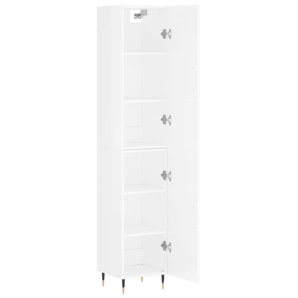 Buffet haut Blanc brillant 34,5x34x180 cm Bois d'ingénierie - XIOS