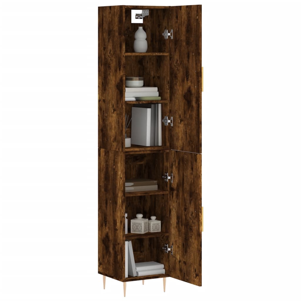 Buffet haut Chêne fumé 34,5x34x180 cm Bois d'ingénierie - XIOS