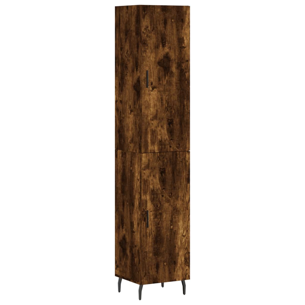 Buffet haut Chêne fumé 34,5x34x180 cm Bois d'ingénierie Buffets & bahuts vidaXL