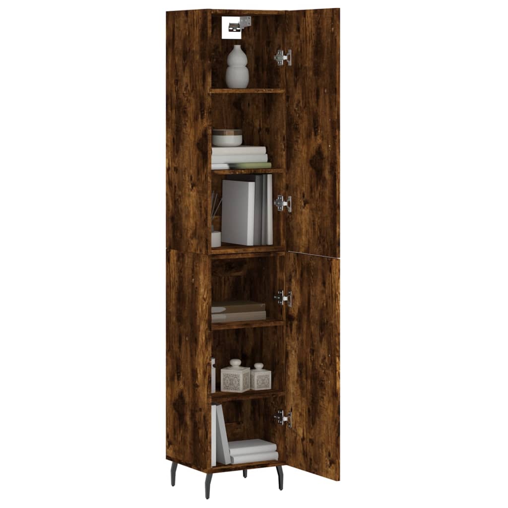 Buffet haut Chêne fumé 34,5x34x180 cm Bois d'ingénierie Buffets & bahuts vidaXL