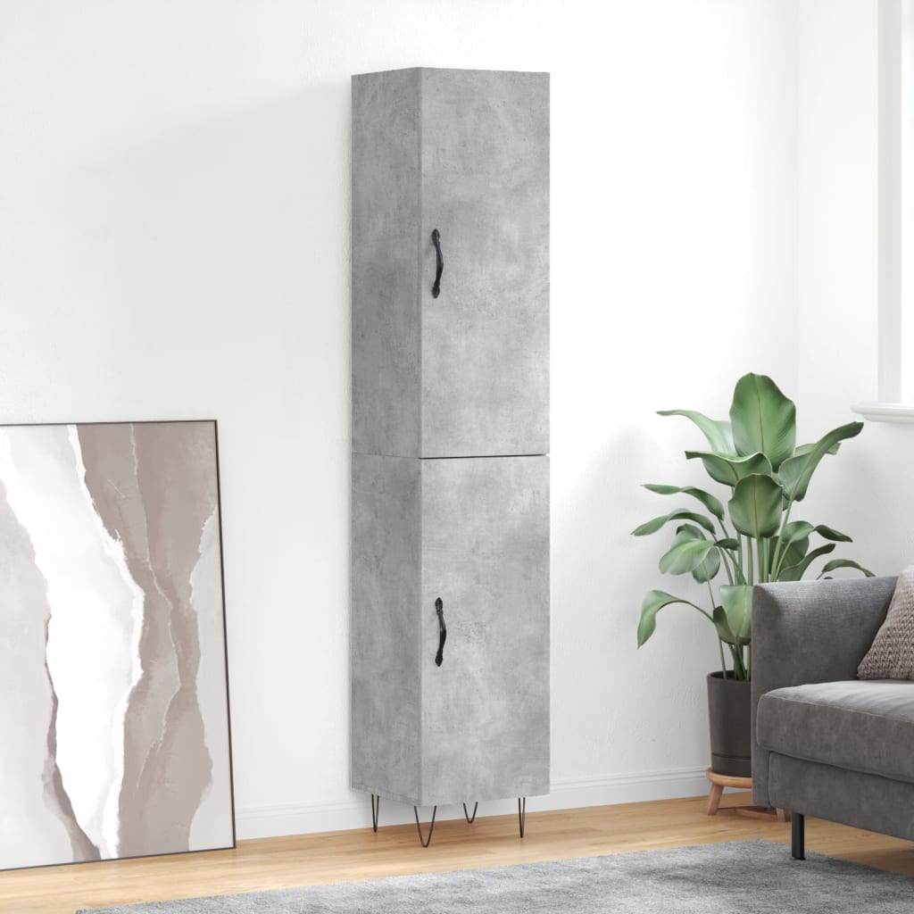 Buffet haut Gris béton 34,5x34x180 cm Bois d'ingénierie - XIOS