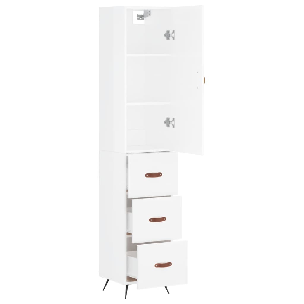 Buffet haut Blanc brillant 34,5x34x180 cm Bois d'ingénierie - XIOS