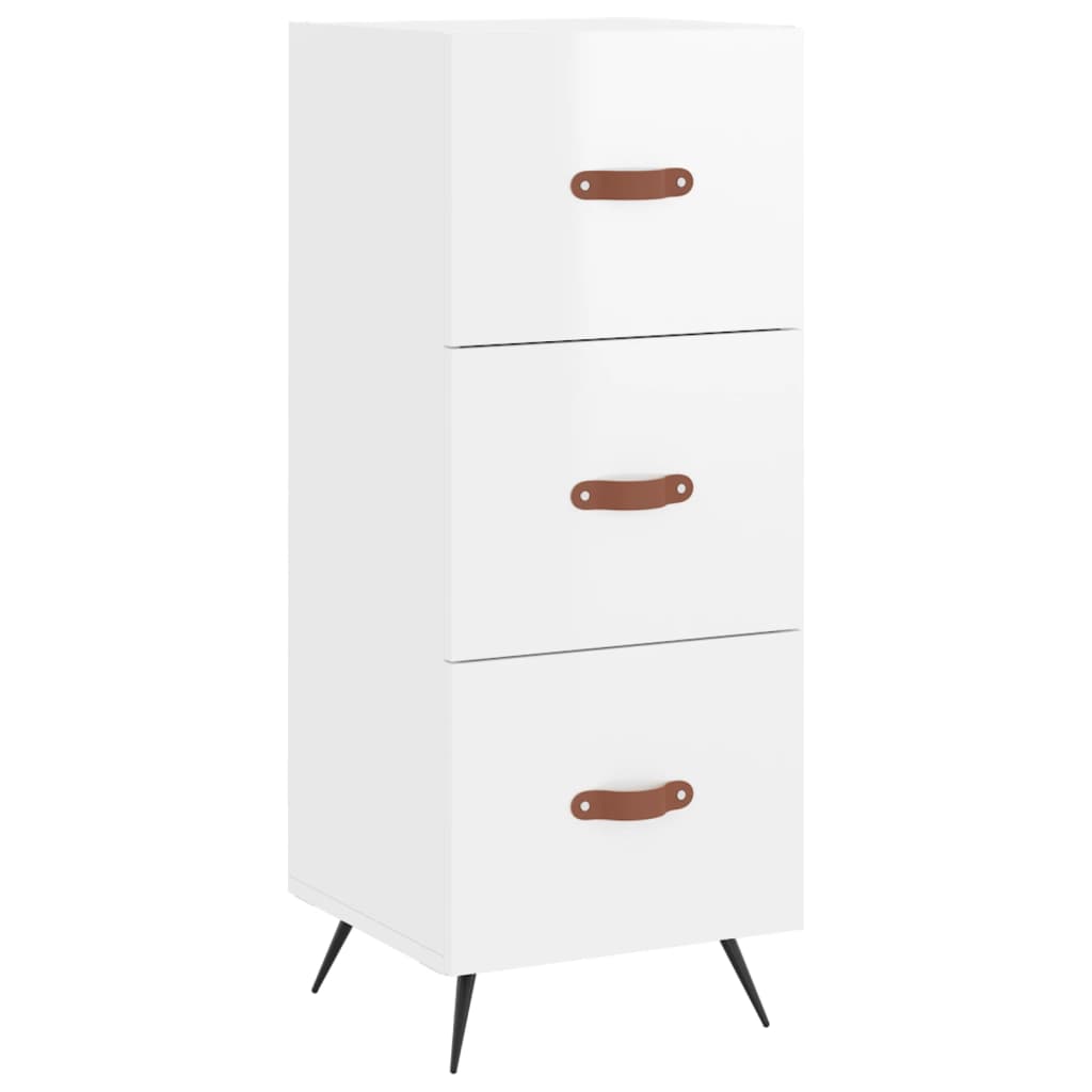 Buffet haut Blanc brillant 34,5x34x180 cm Bois d'ingénierie - XIOS
