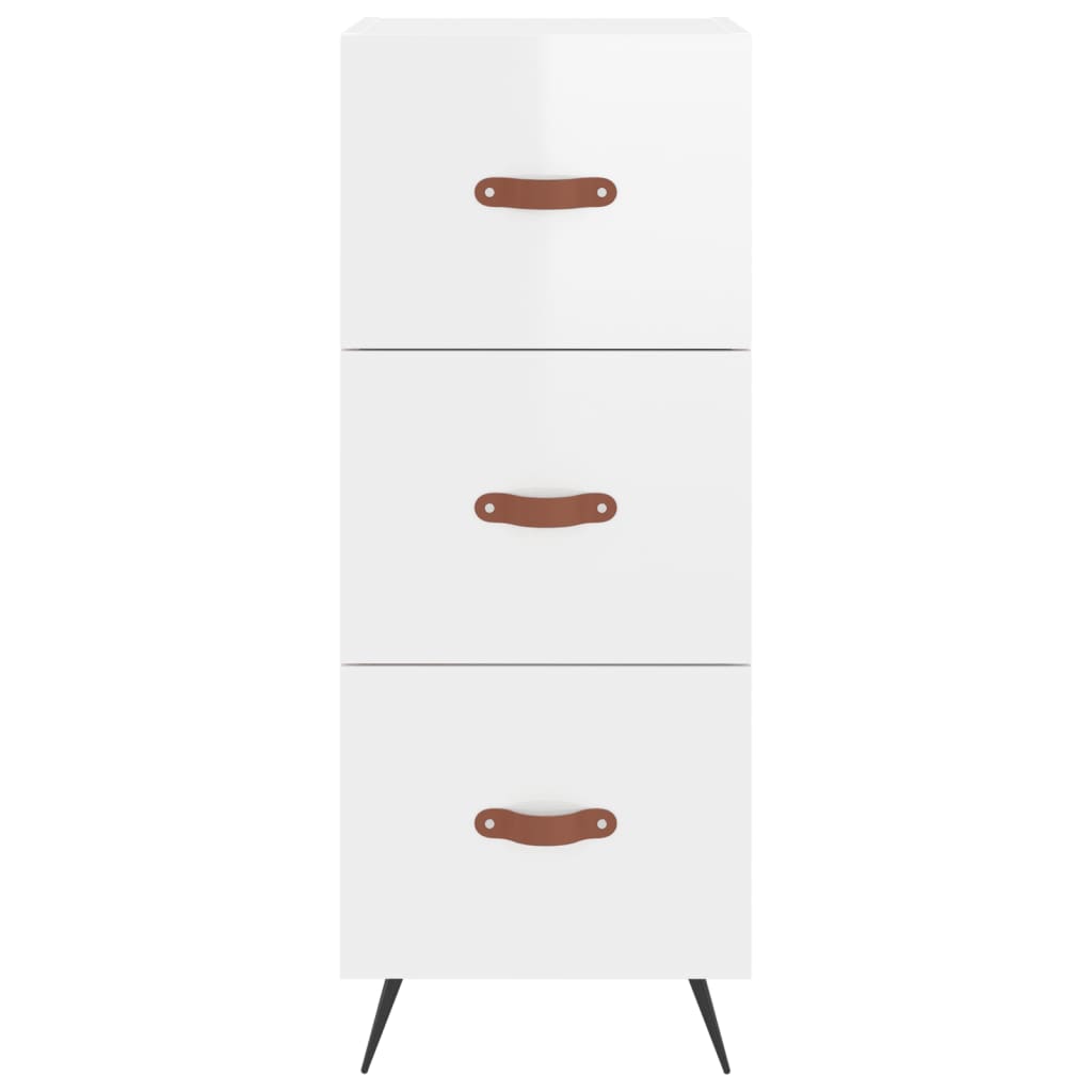 Buffet haut Blanc brillant 34,5x34x180 cm Bois d'ingénierie - XIOS