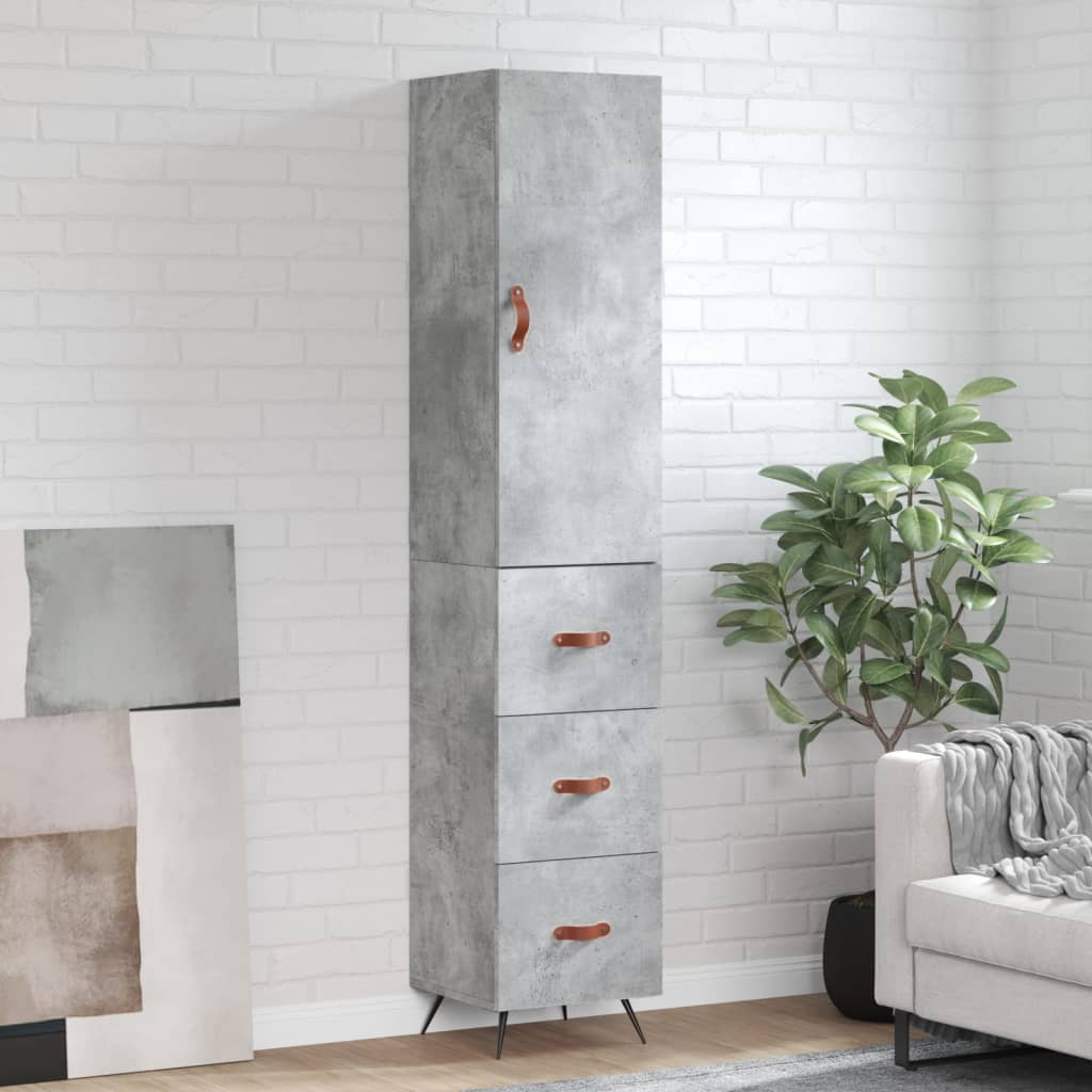 Buffet haut Gris béton 34,5x34x180 cm Bois d'ingénierie - XIOS
