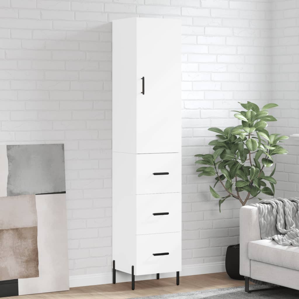 Buffet haut Blanc 34,5x34x180 cm Bois d'ingénierie - XIOS