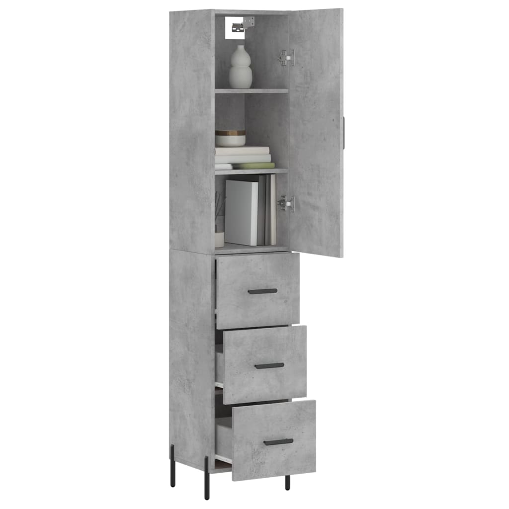 Buffet haut Gris béton 34,5x34x180 cm Bois d'ingénierie - XIOS