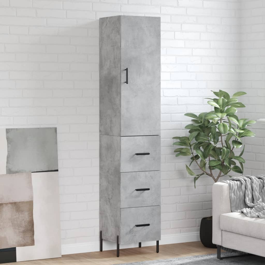 Buffet haut Gris béton 34,5x34x180 cm Bois d'ingénierie - XIOS