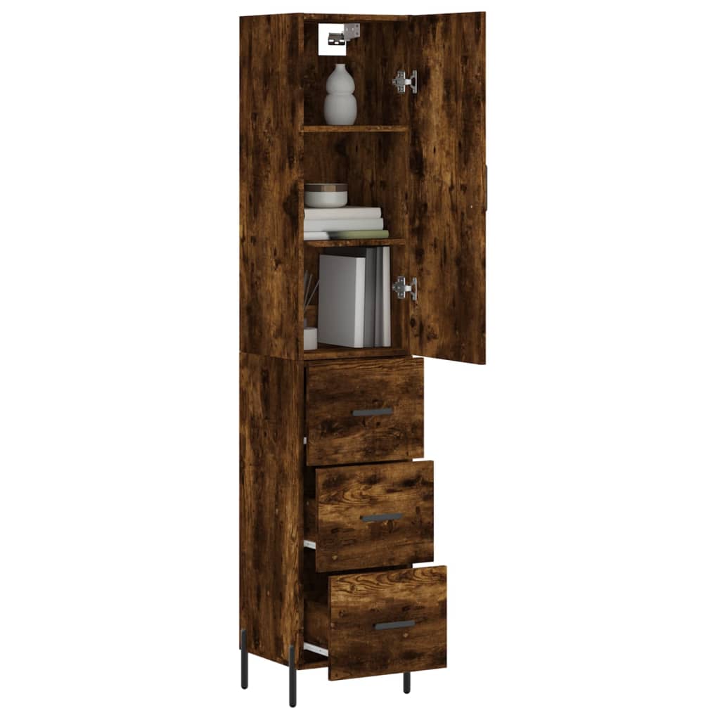 Buffet haut Chêne fumé 34,5x34x180 cm Bois d'ingénierie - XIOS