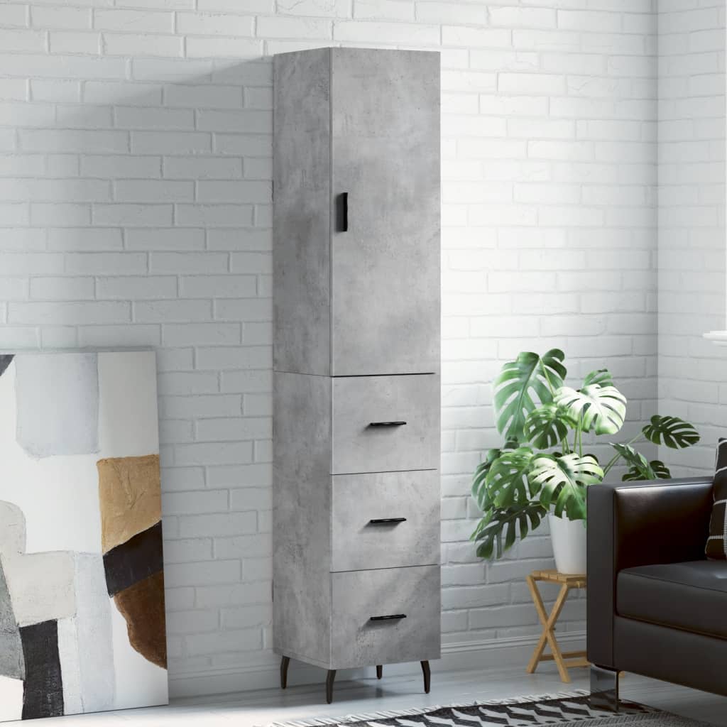 Buffet haut Gris béton 34,5x34x180 cm Bois d'ingénierie - XIOS