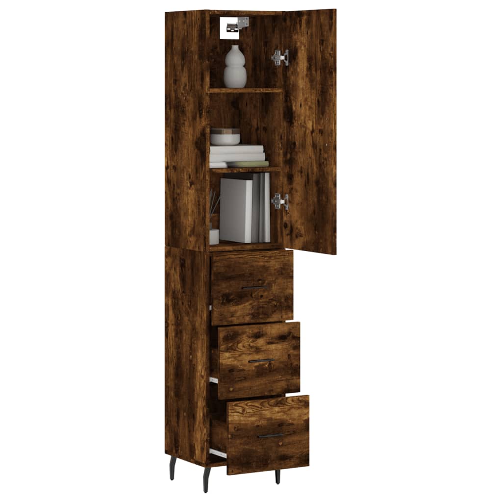 Buffet haut Chêne fumé 34,5x34x180 cm Bois d'ingénierie - XIOS