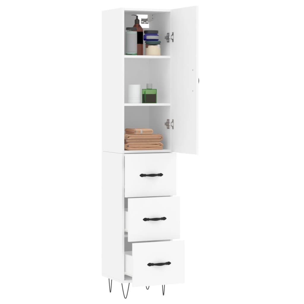 Buffet haut Blanc 34,5x34x180 cm Bois d'ingénierie - XIOS