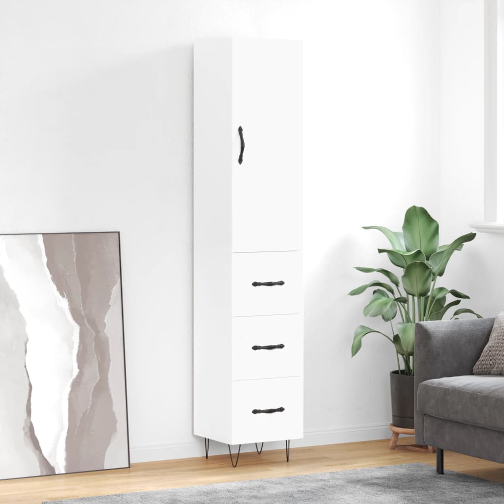 Buffet haut Blanc 34,5x34x180 cm Bois d'ingénierie - XIOS