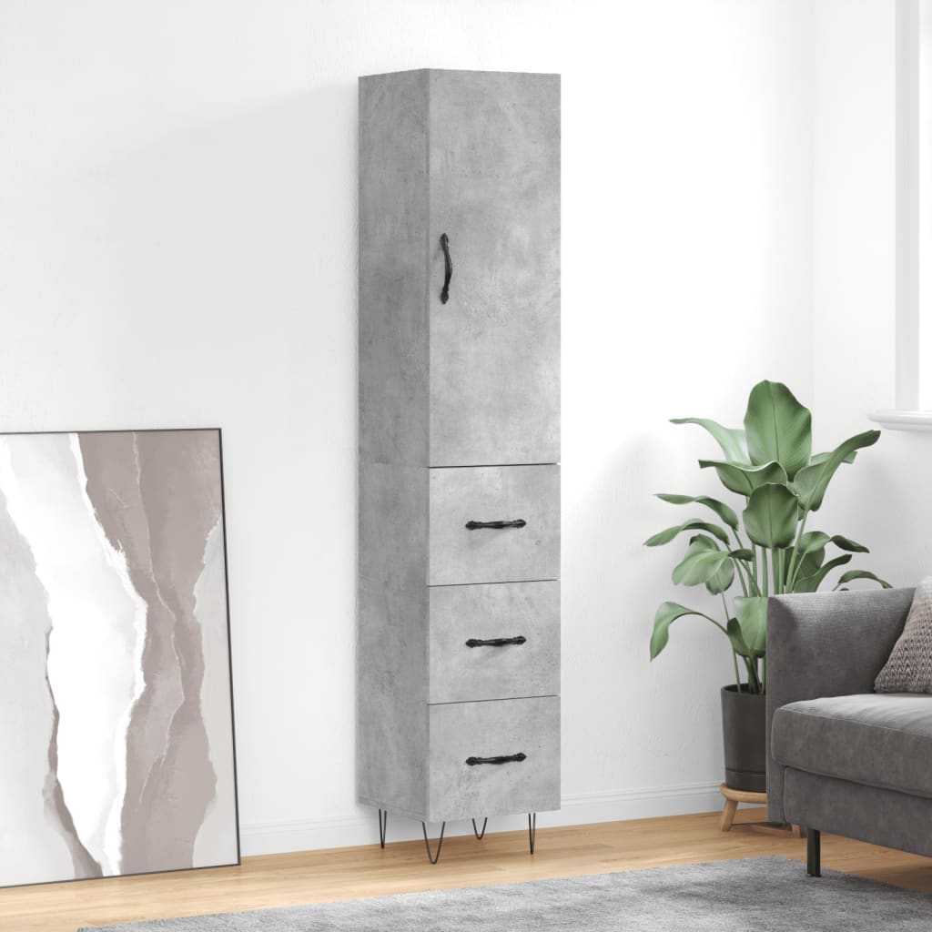 Buffet haut Gris béton 34,5x34x180 cm Bois d'ingénierie - XIOS