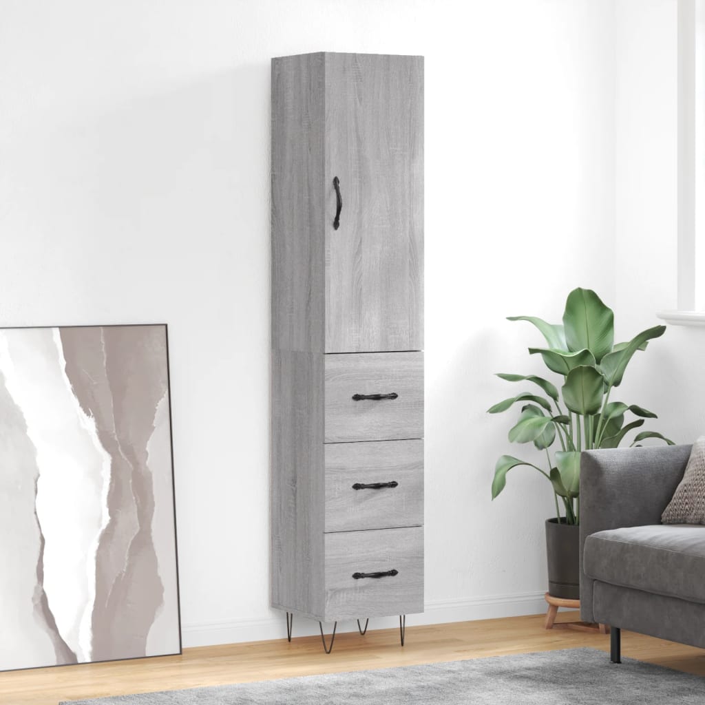 Buffet haut Sonoma gris 34,5x34x180 cm Bois d'ingénierie - XIOS