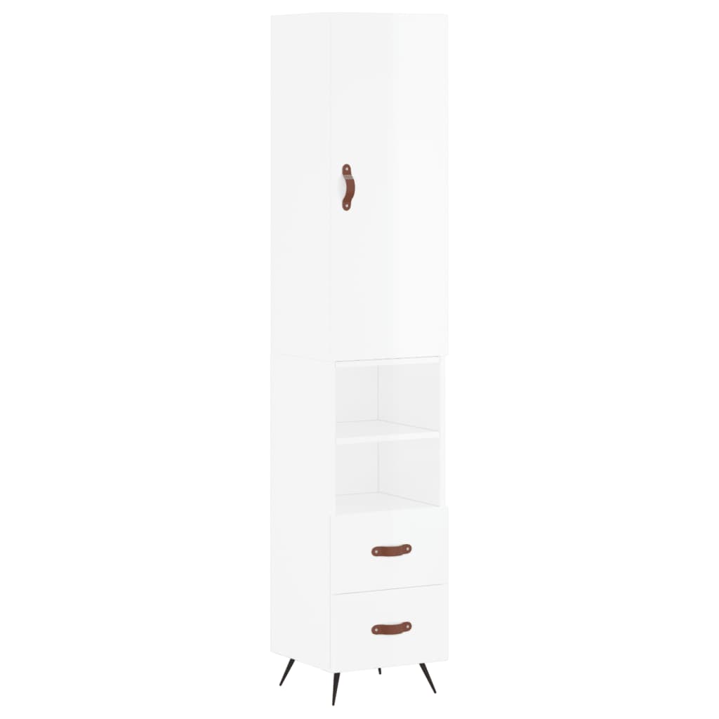 Buffet haut Blanc brillant 34,5x34x180 cm Bois d'ingénierie - XIOS