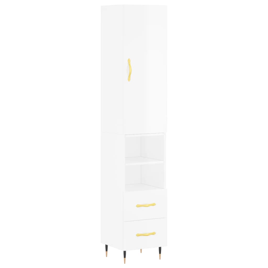 Buffet haut Blanc brillant 34,5x34x180 cm Bois d'ingénierie - XIOS