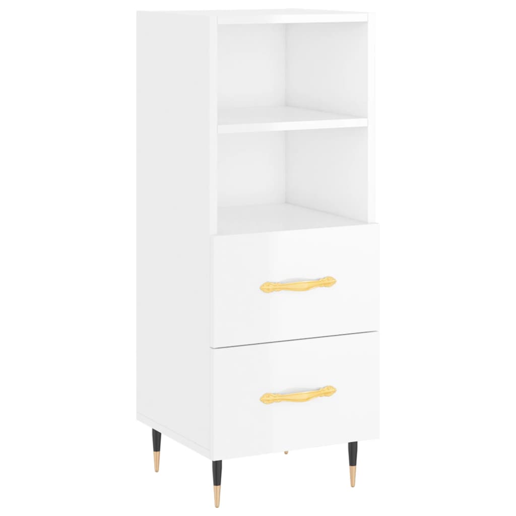 Buffet haut Blanc brillant 34,5x34x180 cm Bois d'ingénierie - XIOS