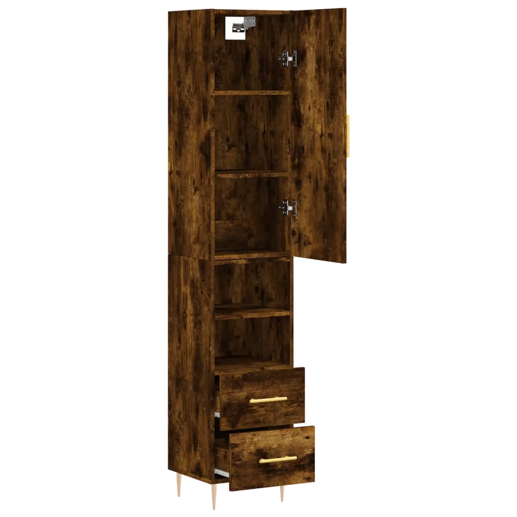 Buffet haut Chêne fumé 34,5x34x180 cm Bois d'ingénierie - XIOS