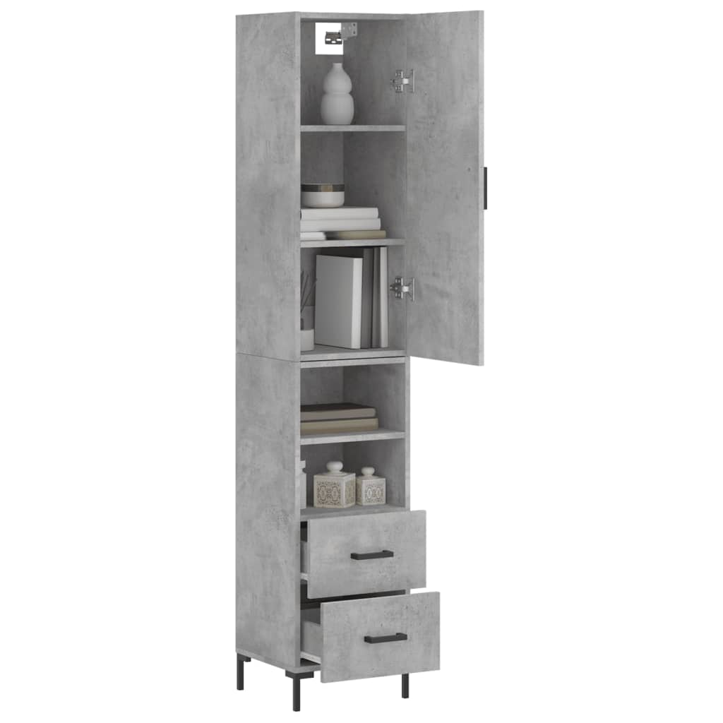Buffet haut Gris béton 34,5x34x180 cm Bois d'ingénierie - XIOS