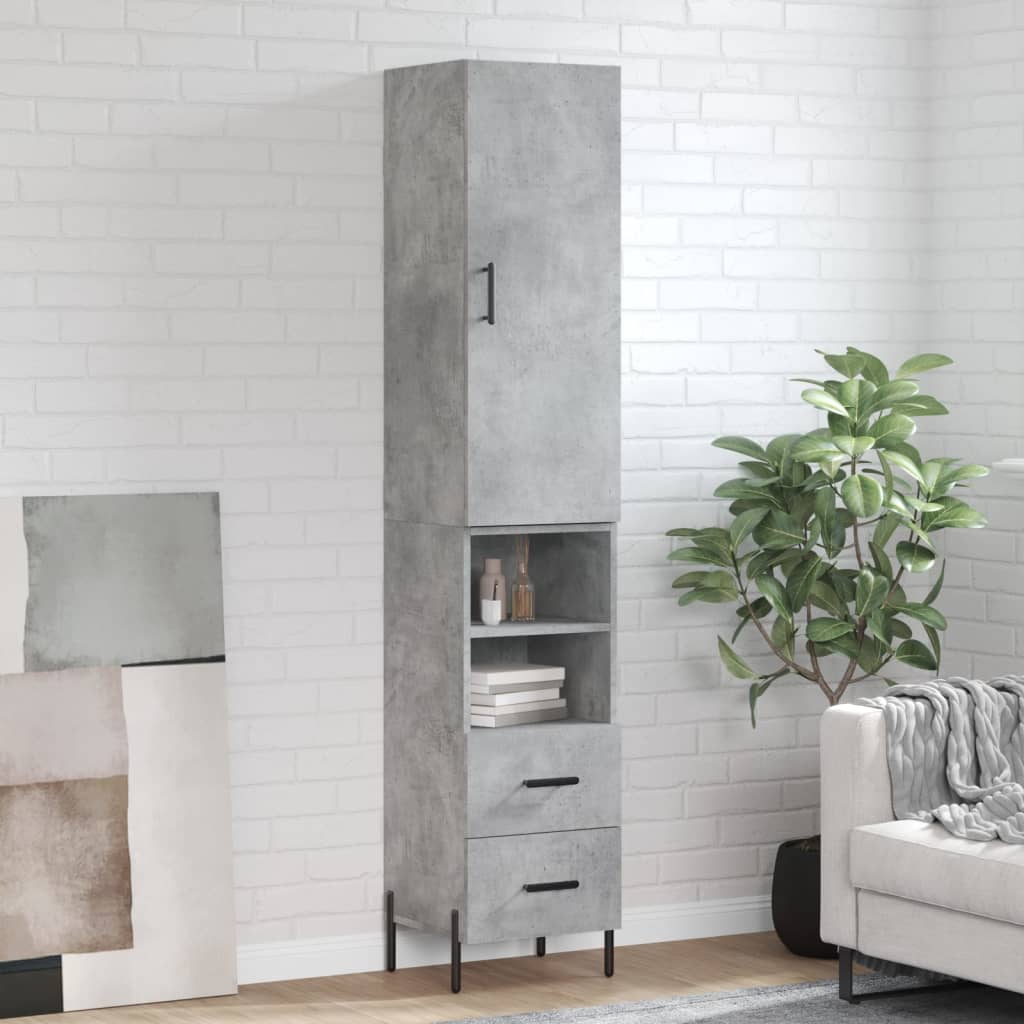 Buffet haut Gris béton 34,5x34x180 cm Bois d'ingénierie - XIOS