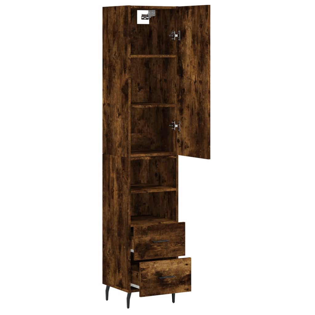 Buffet haut Chêne fumé 34,5x34x180 cm Bois d'ingénierie Buffets & bahuts vidaXL