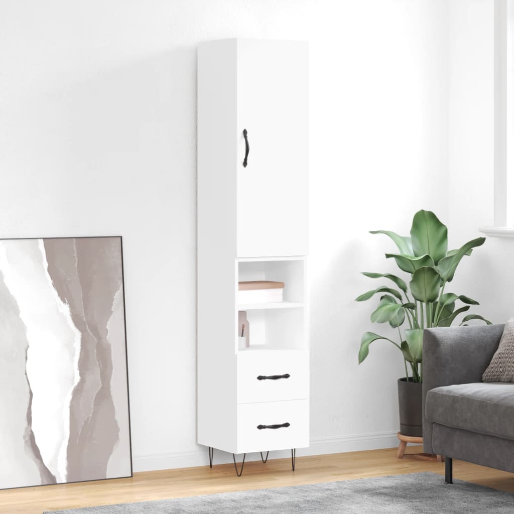 Buffet haut Blanc 34,5x34x180 cm Bois d'ingénierie - XIOS