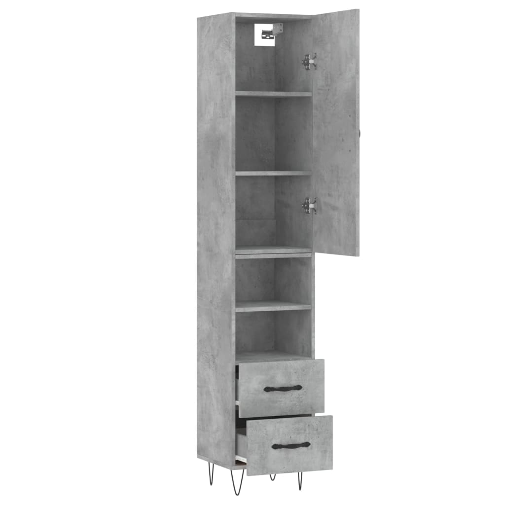 Buffet haut Gris béton 34,5x34x180 cm Bois d'ingénierie - XIOS
