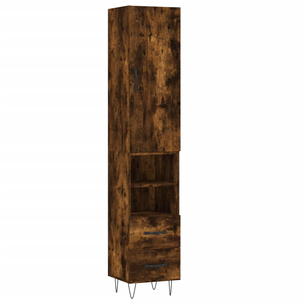 Buffet haut Chêne fumé 34,5x34x180 cm Bois d'ingénierie - XIOS