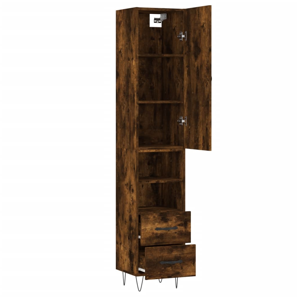 Buffet haut Chêne fumé 34,5x34x180 cm Bois d'ingénierie - XIOS