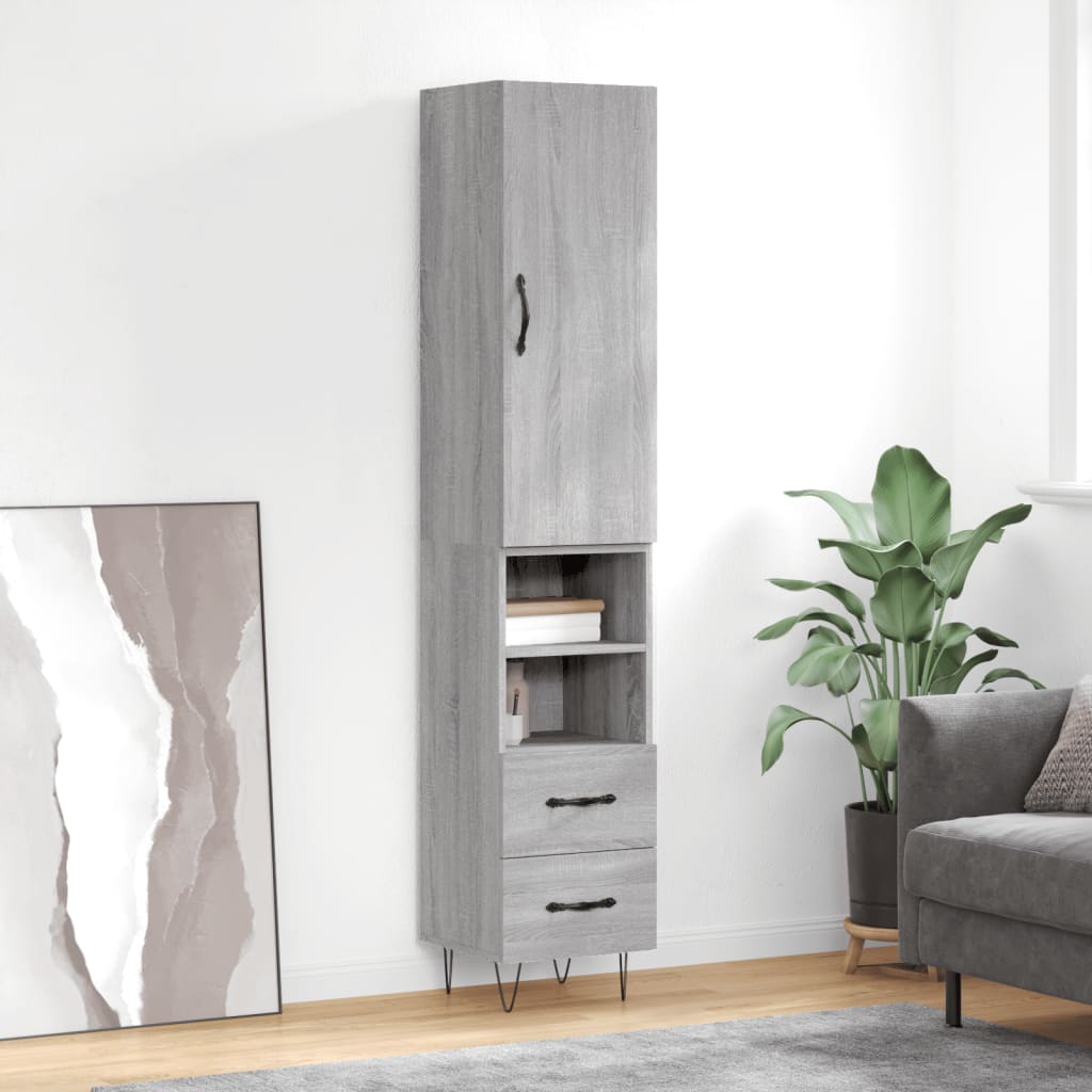 Buffet haut Sonoma gris 34,5x34x180 cm Bois d'ingénierie - XIOS