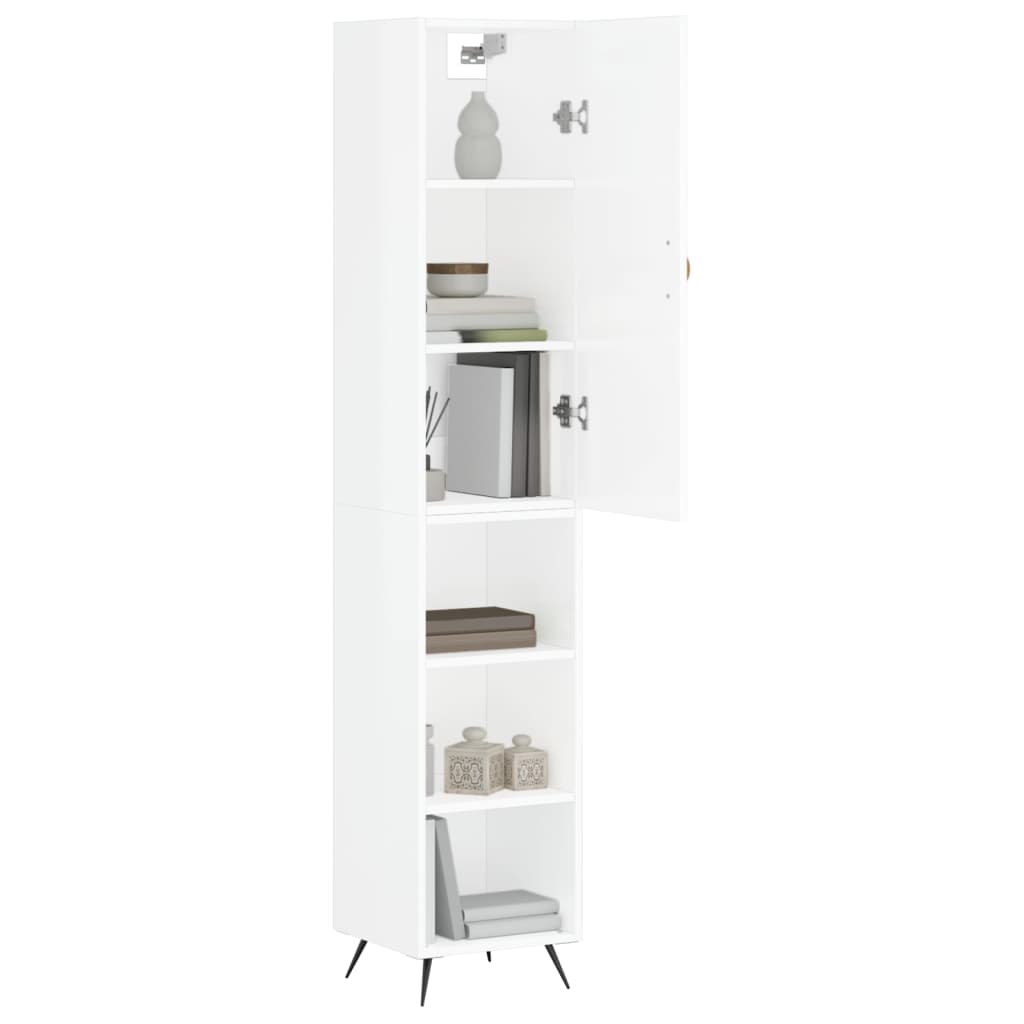Buffet haut Blanc brillant 34,5x34x180 cm Bois d'ingénierie - XIOS