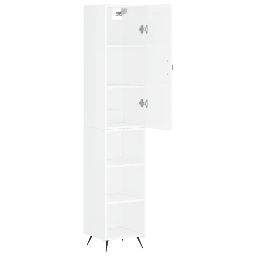Buffet haut Blanc brillant 34,5x34x180 cm Bois d'ingénierie - XIOS