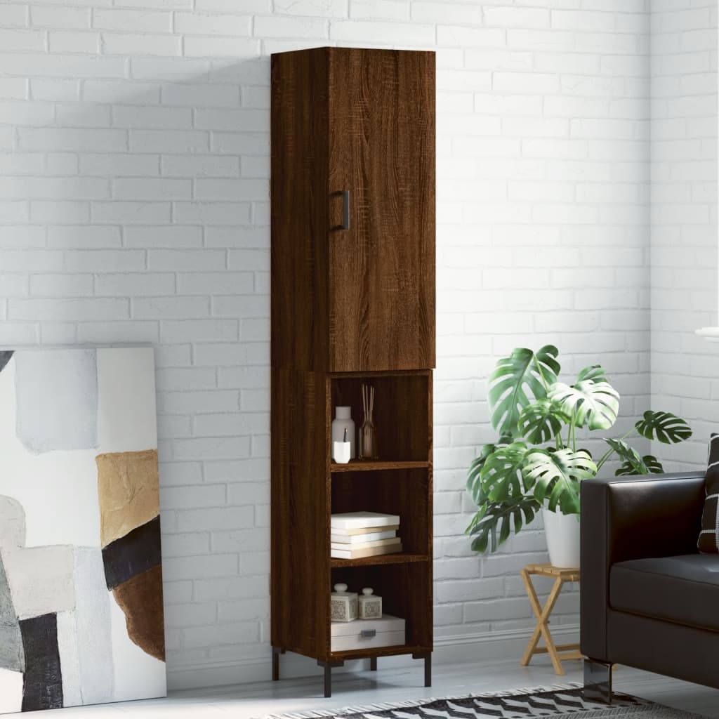 Buffet haut Chêne marron 34,5x34x180 cm Bois d'ingénierie - XIOS
