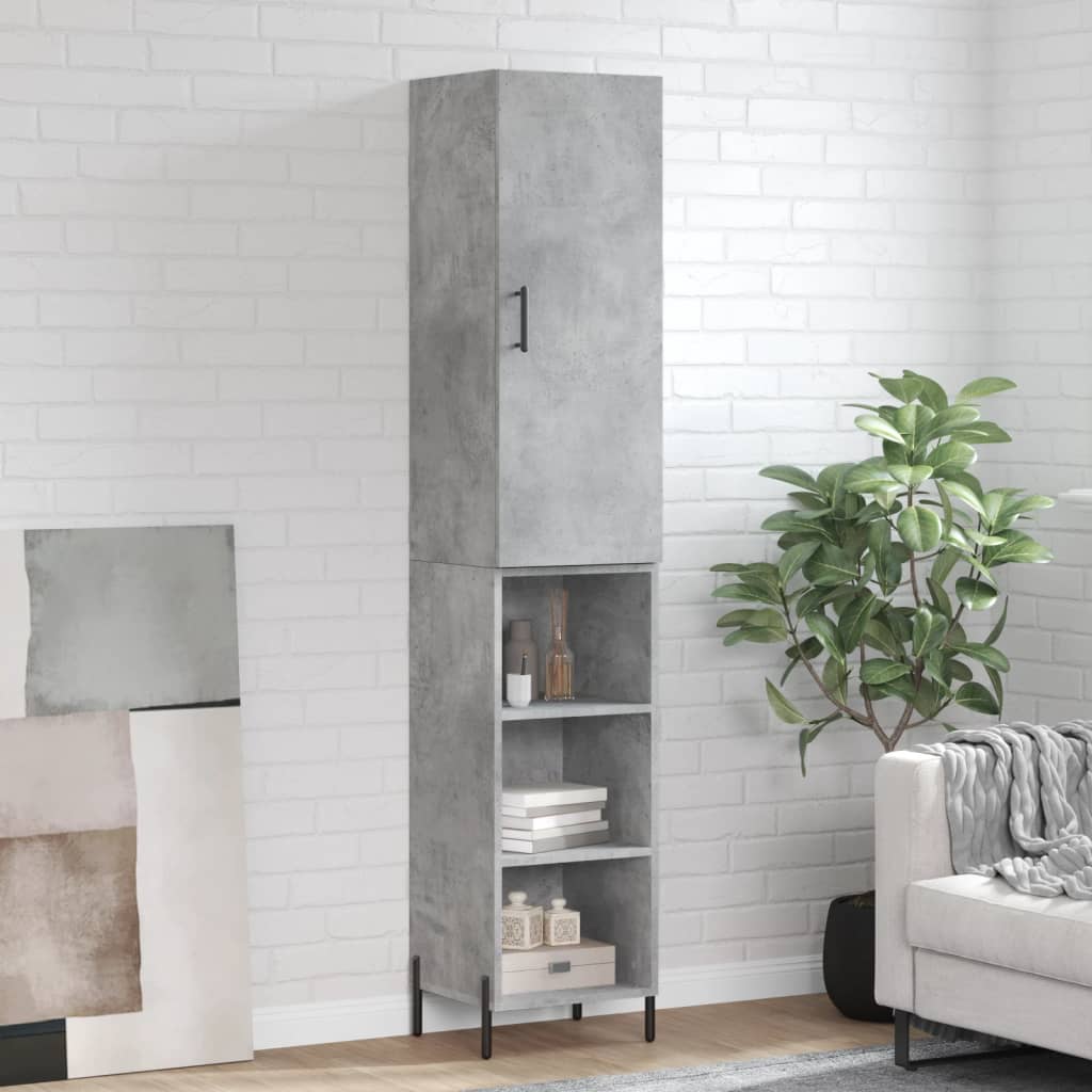 Buffet haut Gris béton 34,5x34x180 cm Bois d'ingénierie - XIOS