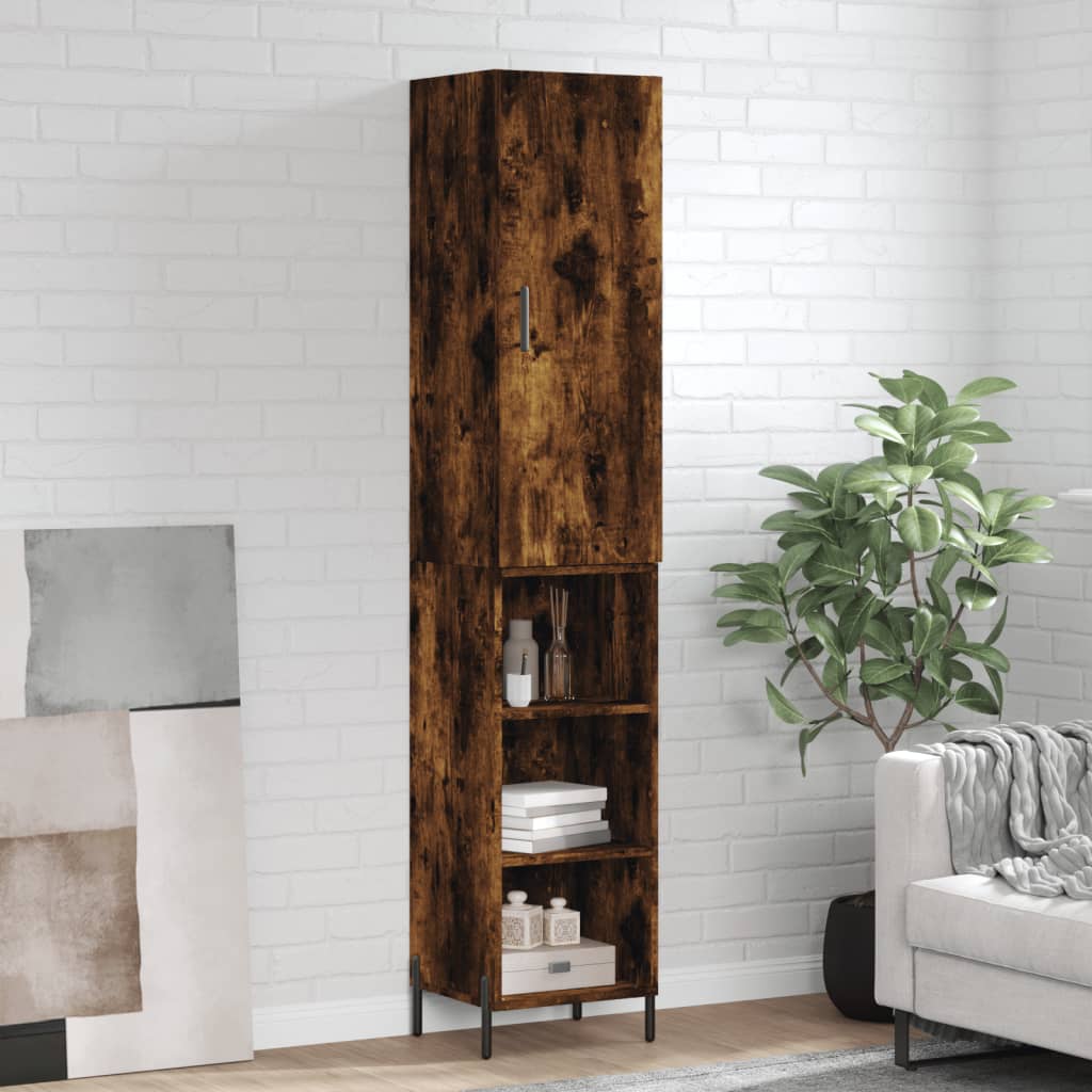 Buffet haut Chêne fumé 34,5x34x180 cm Bois d'ingénierie - XIOS