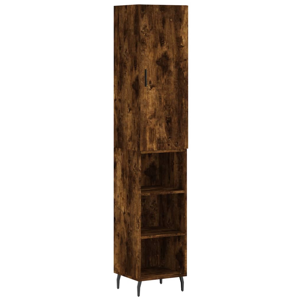 Buffet haut Chêne fumé 34,5x34x180 cm Bois d'ingénierie Buffets & bahuts vidaXL
